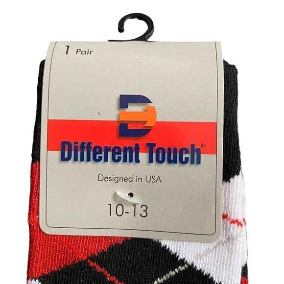 NEW ARGYLE Sock Trio Red & Black Multicolor - Picture 3 of 5